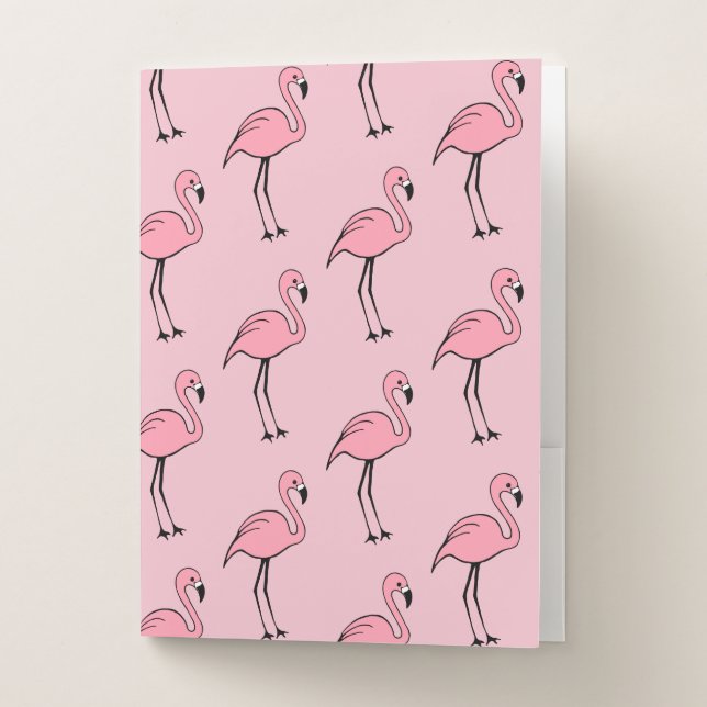 Retro Pink Flamingo School Class Folders (Front)