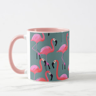 Retro pink flamingos mug