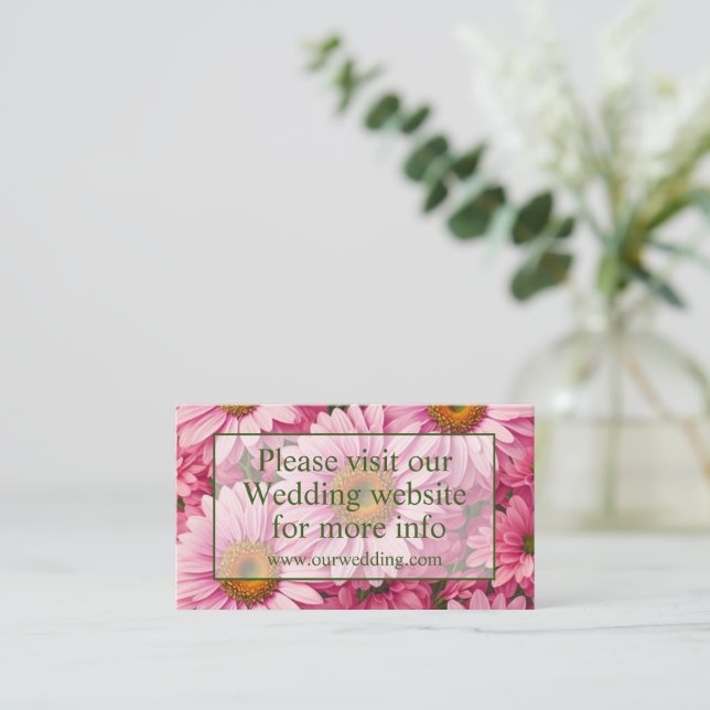 Retro pink floral daisy pattern enclosure card (Standing Front)