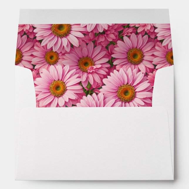 Retro pink floral daisy pattern envelope (Back (Bottom))