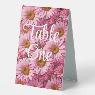 Retro pink floral daisy pattern table tent