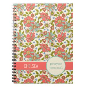 Retro Pink Floral Personalized Prayer Journal
