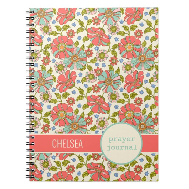 Retro Pink Floral Personalized Prayer Journal (Front)