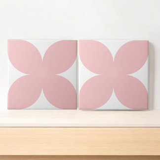 Retro Pink Floral Petal Mid Century Modern Style Ceramic Tile