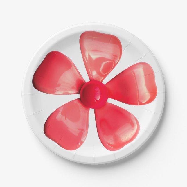 Retro Pink Flower Floral Spring Garden Wedding Paper Plates (Front)