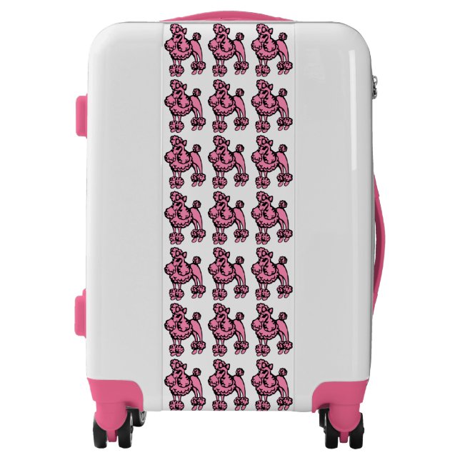 Retro Pink French Poodle Luggage Suitcase Gift (Front)
