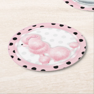 Retro Pink French Poodle Party Coasters