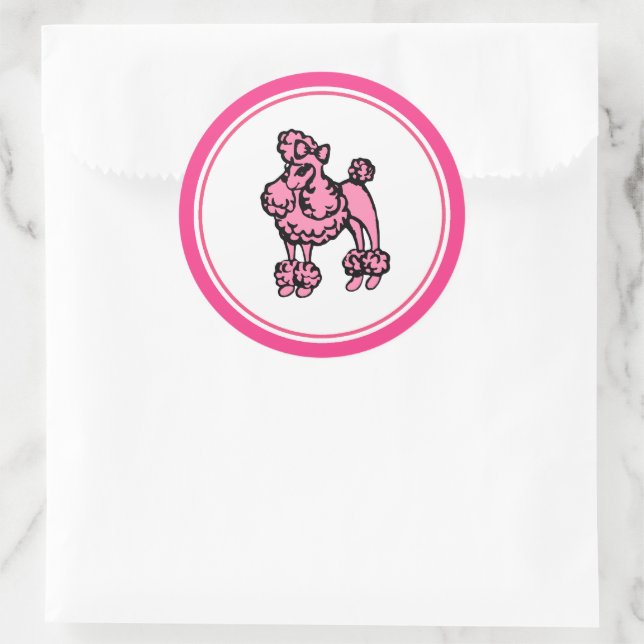 Retro Pink French Poodle Stickers (Bag)