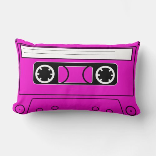 Retro Pink Fushia Cassette tape throw pillow 80s