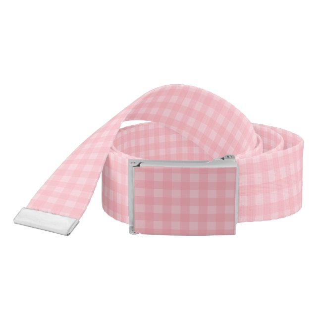 Retro Pink Gingham Checkered Pattern Background Belt (Snake)