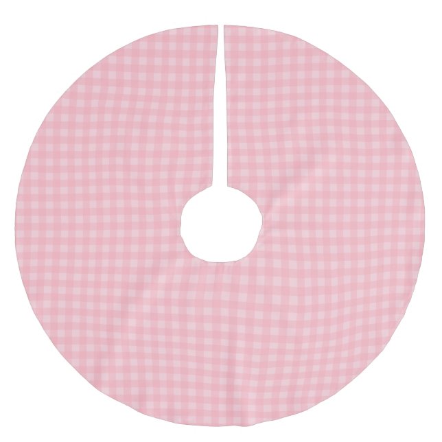 Retro Pink Gingham Checkered Pattern Background Brushed Polyester Tree Skirt (Front)