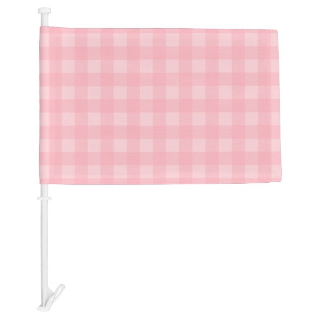 Retro Pink Gingham Checkered Pattern Background Car Flag (Front)