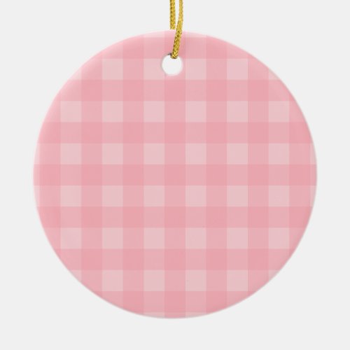 Retro Pink Gingham Checkered Pattern Background Ceramic Ornament