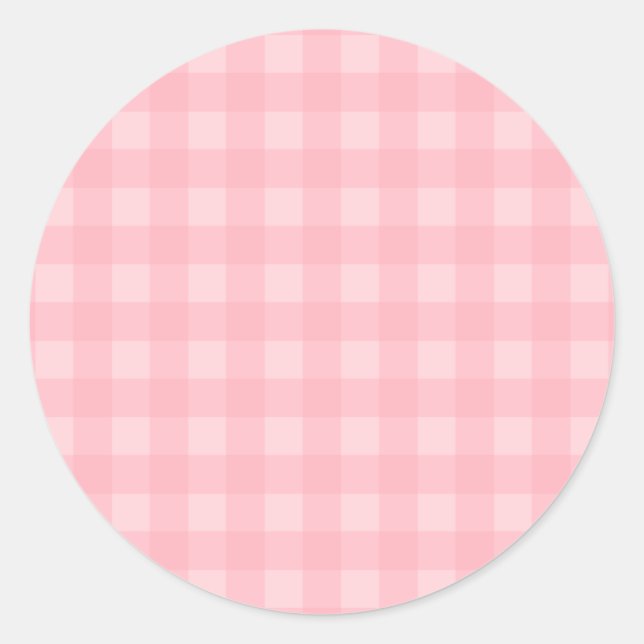 Retro Pink Gingham Checkered Pattern Background Classic Round Sticker (Front)