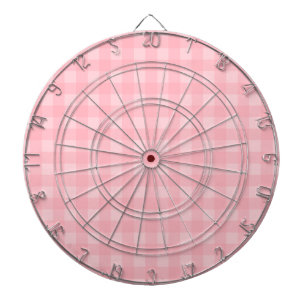 Retro Pink Gingham Checkered Pattern Background Dart Board