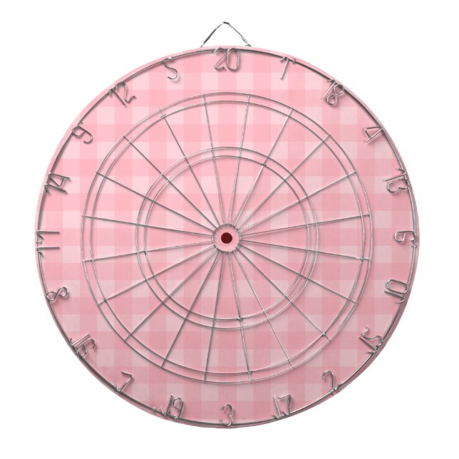 Retro Pink Gingham Checkered Pattern Background Dart Board (Front)