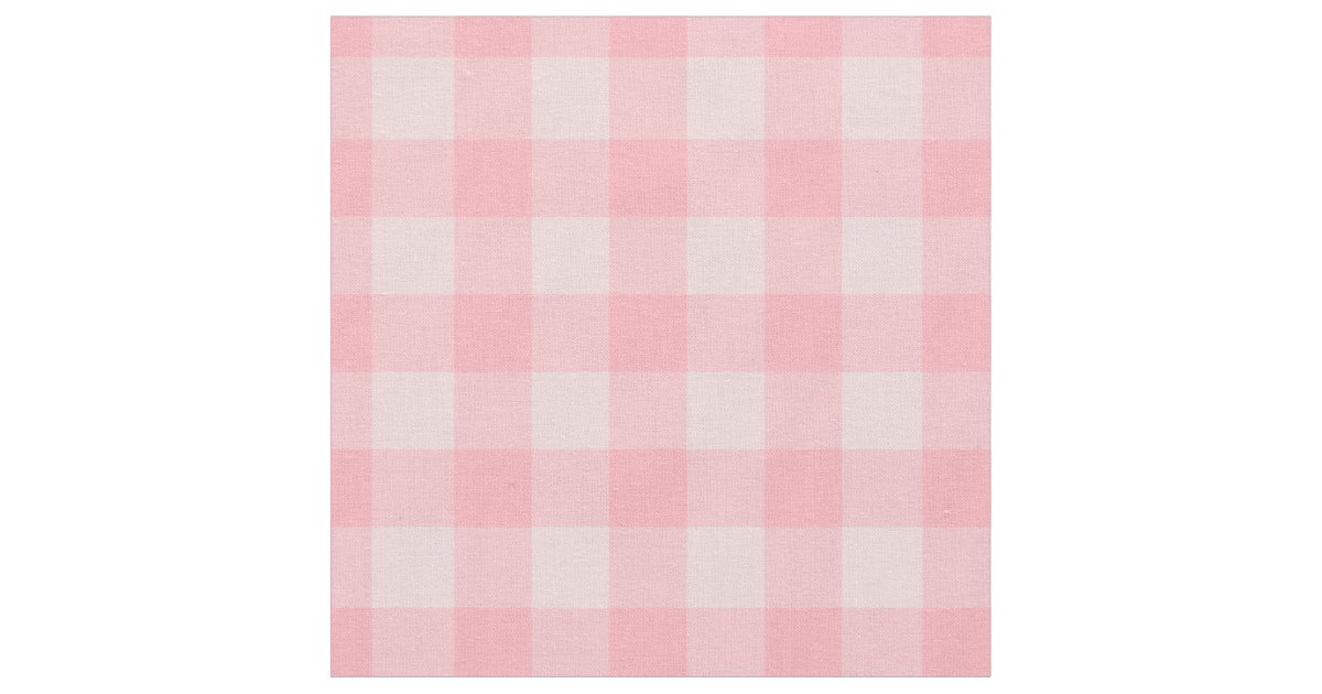Retro Pink Gingham Checkered Pattern Background Fabric | Zazzle