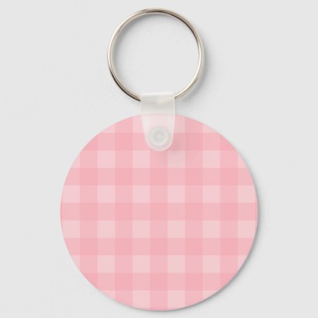 Retro Pink Gingham Checkered Pattern Background Keychain