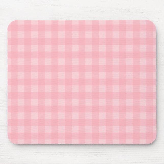 Retro Pink Gingham Checkered Pattern Background Mouse Pad (Front)