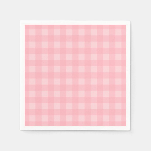 Retro Pink Gingham Checkered Pattern Background Napkins (Front)