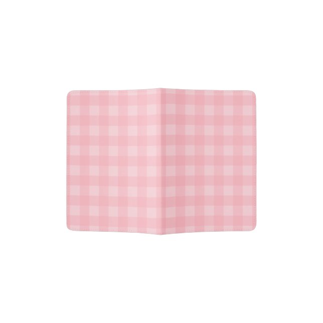 Retro Pink Gingham Checkered Pattern Background Passport Holder (Opened)