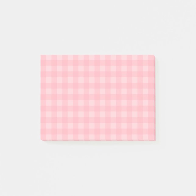 Retro Pink Gingham Checkered Pattern Background Post-it Notes (Front)