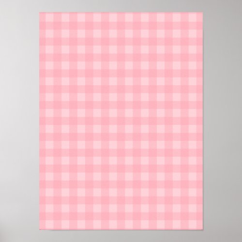 Retro Pink Gingham Checkered Pattern Background Poster