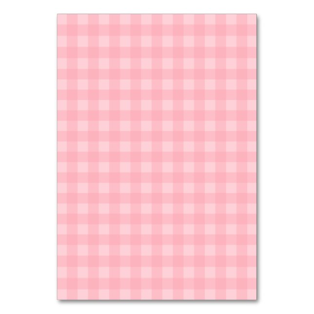 Retro Pink Gingham Checkered Pattern Background Table Number (Front)