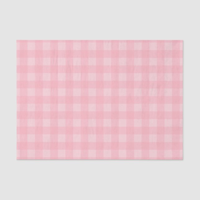 Retro Pink Gingham Checkered Pattern Background Tissue Paper (Front)