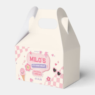 Retro Pink Girl Birthday Favor Boxes