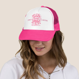 Retro Pink Girls Gone Mild Bachelorette Spa Trucker Hat