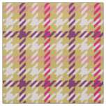 Retro pink gold purple houndstooth plaid pattern fabric
