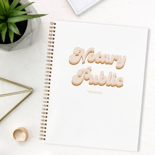 Retro Pink Gradient Colors Notary Public Your Name Notebook