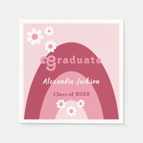 Retro Pink Graduation Party Class of 2023 Napkins