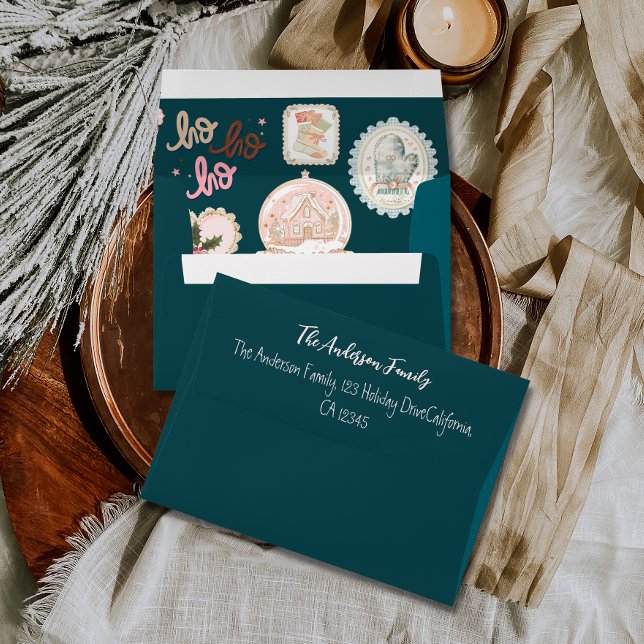Retro Pink Green Christmas Envelope (Creator Uploaded)