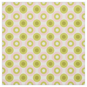 Retro Pink Green Circles Pattern Fabric