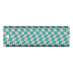 Retro Pink Green Dorm Warped Check Checkered Ruler