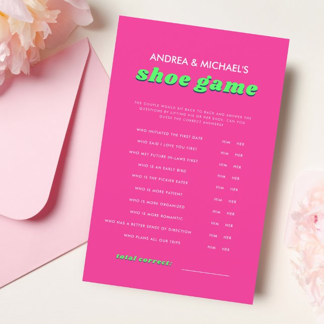 Retro Pink & Green Groovy Wedding Shoe Game (Creator Uploaded)