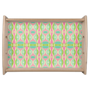 Retro pink green ogee serving tray