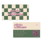 Retro Pink Green QR Code Groovy Checkered Funky
