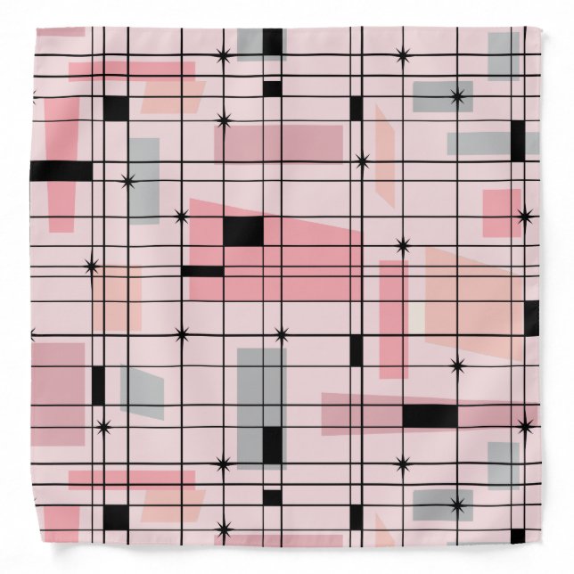 Retro Pink Grid and Starbursts Bandana (Front)