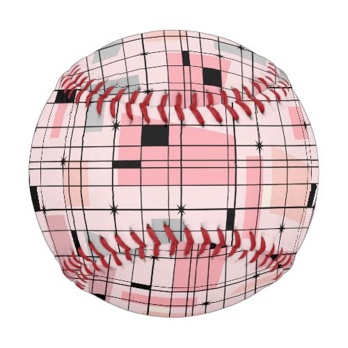 Retro Pink Grid and Starbursts Baseball