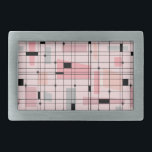 Retro Pink Grid and Starbursts Belt Buckle<br><div class="desc">This Retro Pink Grid and Starbursts Belt Buckle is where vintage style meets modern day. It features a light pink background with kitschy, off kilter squares and rectangles in dove grey and three shades of pink. The whimsical blocks of color are overlayed and worked into some of the grid intersections....</div>
