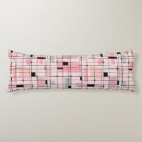Retro Pink Grid and Starbursts Body Pillow