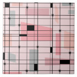 Retro Pink Grid and Starbursts Ceramic Tile<br><div class="desc">This Retro Pink Grid and Starbursts Ceramic Tile is where vintage style meets modern day. It features a light pink background with kitschy, off kilter squares and rectangles in dove grey and three shades of pink. The whimsical blocks of color are overlayed and worked into some of the grid intersections....</div>