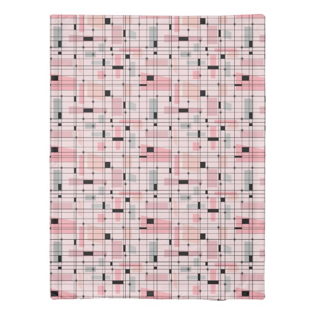 Retro Pink Grid and Starbursts Duvet Cover (Back)