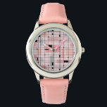 Retro Pink Grid and Starbursts Kid's Watch<br><div class="desc">This Retro Pink Grid and Starbursts Kid's Watch is where vintage style meets modern day. It features a light pink background with kitschy, off kilter squares and rectangles in dove grey and three shades of pink. The whimsical blocks of color are overlayed and worked into some of the grid intersections....</div>