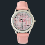 Retro Pink Grid and Starbursts Kid's Watch<br><div class="desc">This Retro Pink Grid and Starbursts Kid's Watch is where vintage style meets modern day. It features a light pink background with kitschy, off kilter squares and rectangles in dove grey and three shades of pink. The whimsical blocks of color are overlayed and worked into some of the grid intersections....</div>