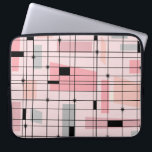 Retro Pink Grid and Starbursts Laptop Sleeve<br><div class="desc">This Retro Pink Grid and Starbursts Laptop Sleeve is where vintage style meets modern day. It features a light pink background with kitschy, off kilter squares and rectangles in dove grey and three shades of pink. The whimsical blocks of color are overlayed and worked into some of the grid intersections....</div>