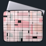 Retro Pink Grid and Starbursts Laptop Sleeve<br><div class="desc">This Retro Pink Grid and Starbursts Laptop Sleeve is where vintage style meets modern day. It features a light pink background with kitschy, off kilter squares and rectangles in dove grey and three shades of pink. The whimsical blocks of color are overlayed and worked into some of the grid intersections....</div>